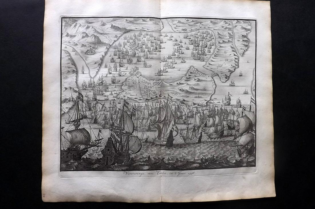 Le Clerc, Jean 1730 LG Print. Naval Ships. Cadiz (1 of 2)