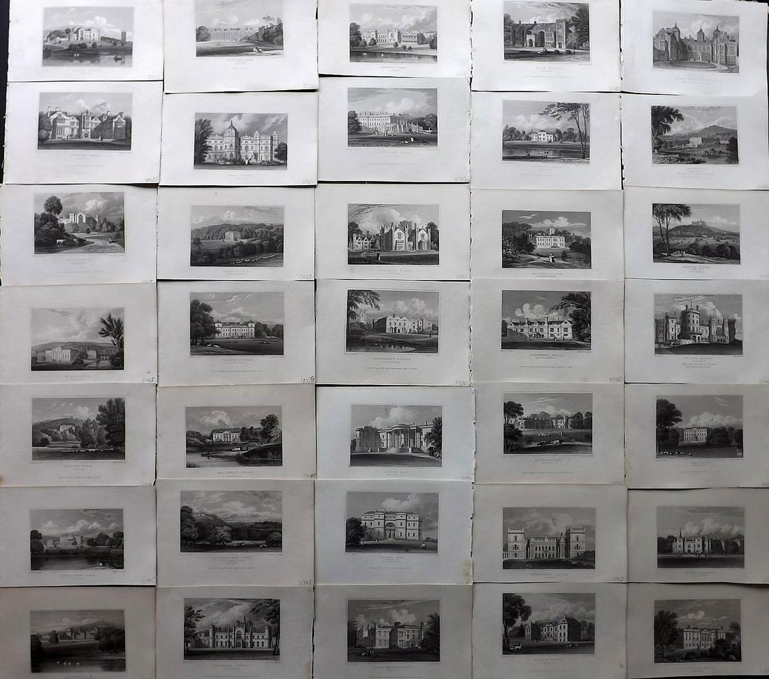Neale, John C1830 Lot of 35 British Engraved Views: Steel Engravings Published 1824-31, London for "Views of the Seats of the Noblemen and Gentlemen in England, Wales, Scotland and Ireland" by John Preston Neale, Thomas Moule and others. Paper Size: 8 