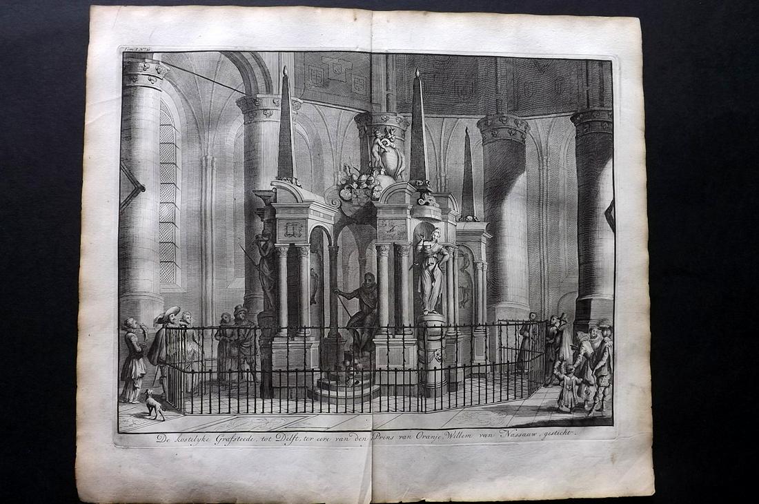 Le Clerc, Jean 1730 Print. Nieuwe Kerk, Delft, Holland (1 of 2)
