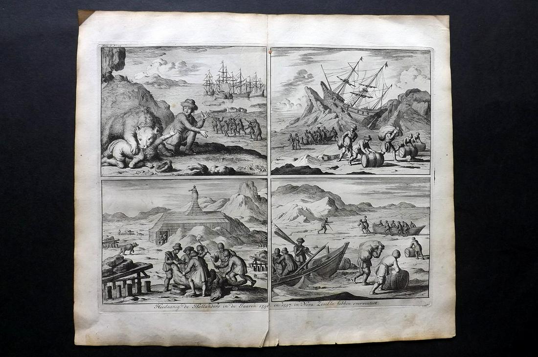 Le Clerc, Jean 1730 LG Print. Bear Hunt, Nova Zembla (1 of 2)