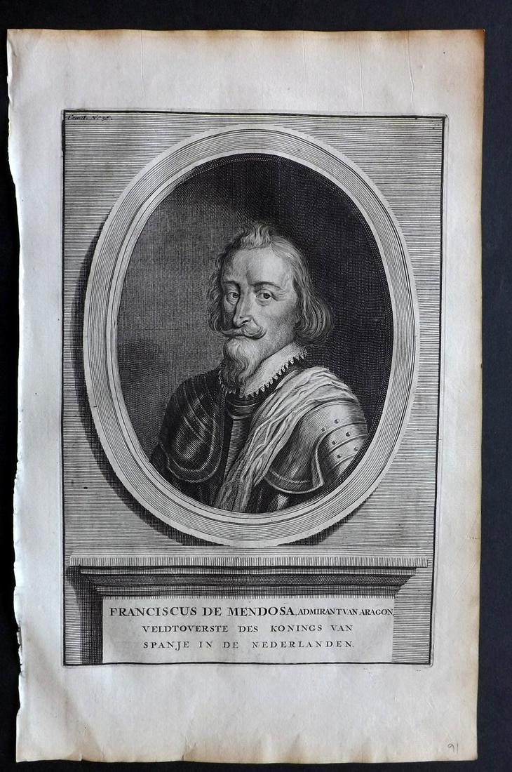 Le Clerc, Jean 1730 Folio Portrait Francisco de Mendoza (1 of 2)