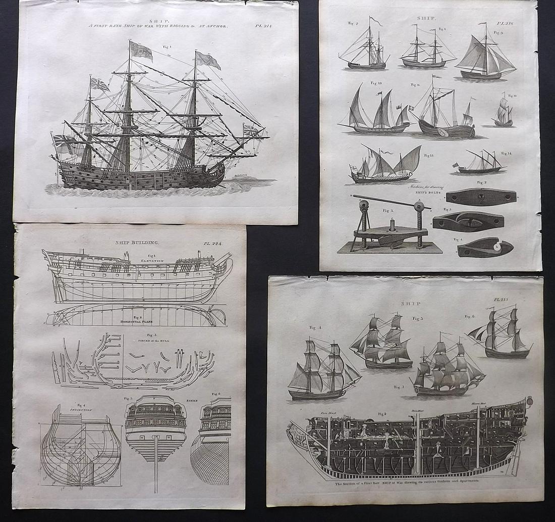 Russell, S. (Pub) 1806 Lot of 4 Ship Prints (1 of 2)