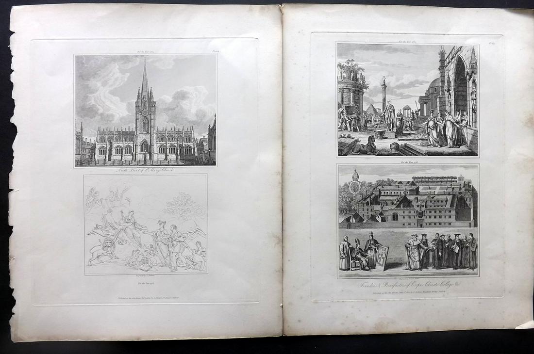 Skelton, Joseph 1823 Pair of Folio Prints of  Oxford (1 of 2)