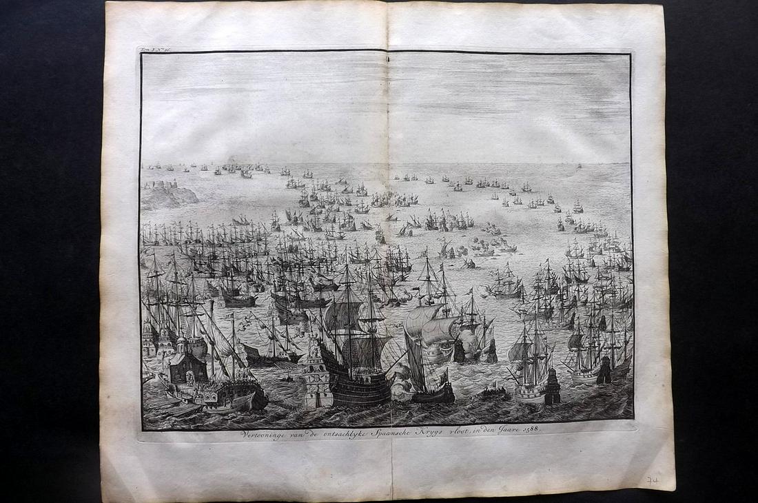 Le Clerc, Jean 1730 LG Print. Spanish Ships in 1588 (1 of 2)