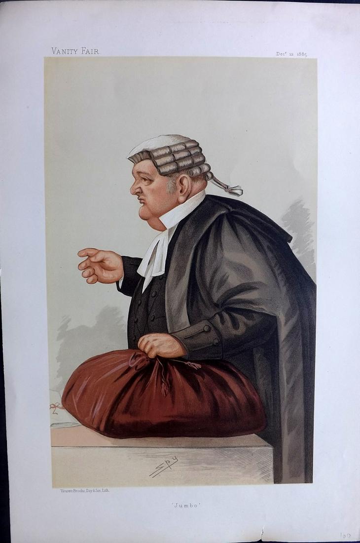 Vanity Fair Print 1885 Samuel Pope, Legal Wigged: Chromolithograph Published 1869-1914, London for "Vanity Fair" Paper Size: 15 x 10 inch (38 x 25cm) Good Condition