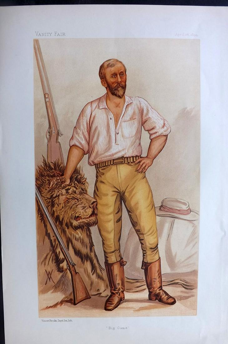 Vanity Fair Print 1894 Frederick Selous, Game Hunter (1 of 1)