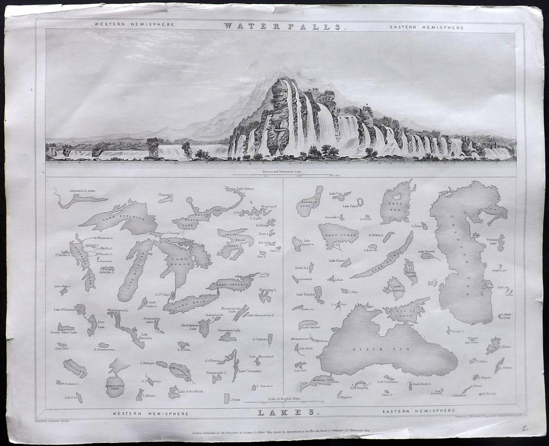 Mudie, Robert 1841 Map. Waterfalls & Lakes (1 of 2)