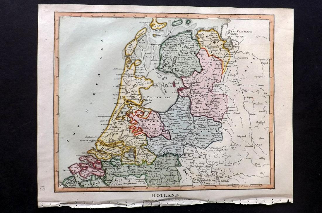 Wilkes, John 1809 Hand Col Map. Holland (1 of 2)