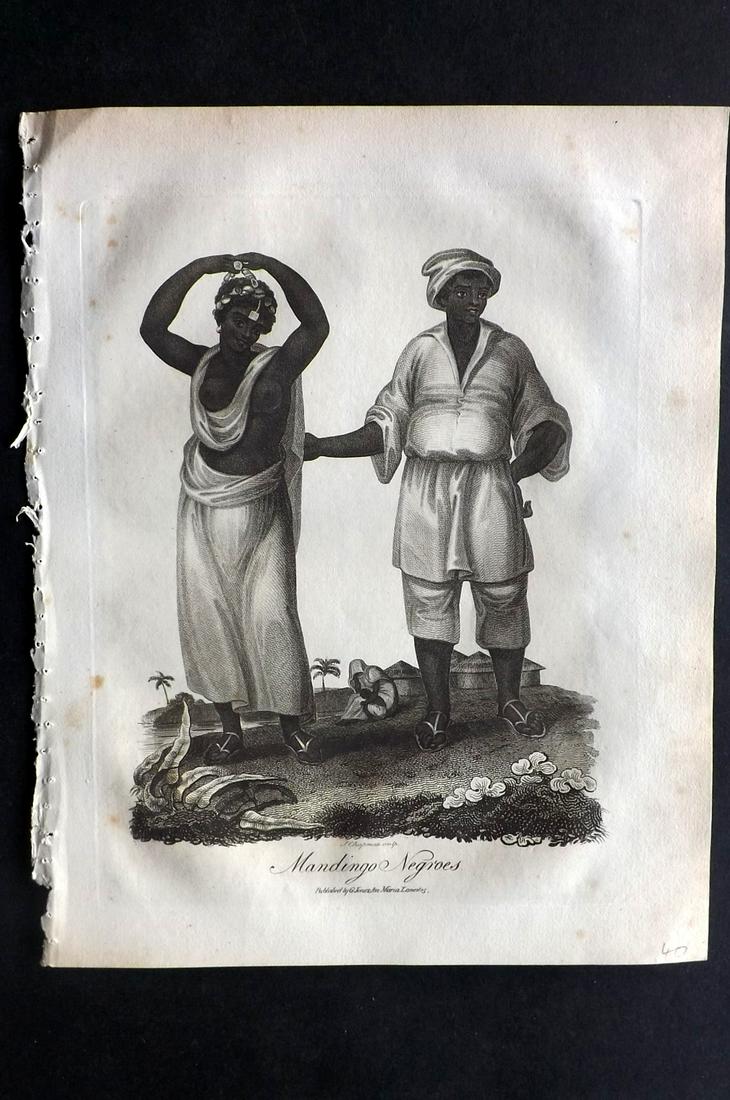 Wilkes, John C1810 Mandingo Negroes, Africa: Copper Plate Published 1796-1828 London for "Encyclopaedia Londinensis, or universal dictionary of arts, sciences and literature" by John Wilkes et al. Paper Size: 10.5 x 8.5 inch (27 x 22cm) Very min