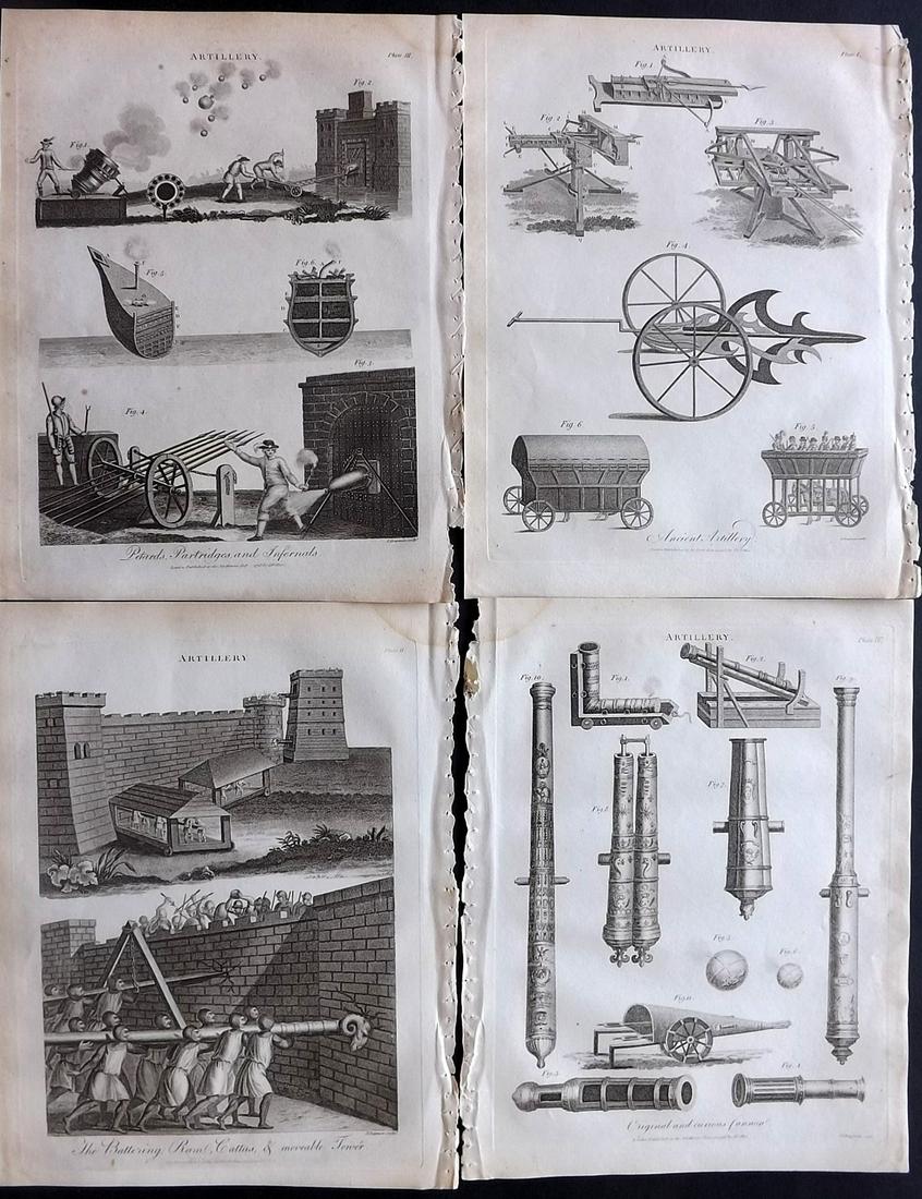 Wilkes, John 1798 Lot of 4 Military Prints. Artillery (1 of 2)