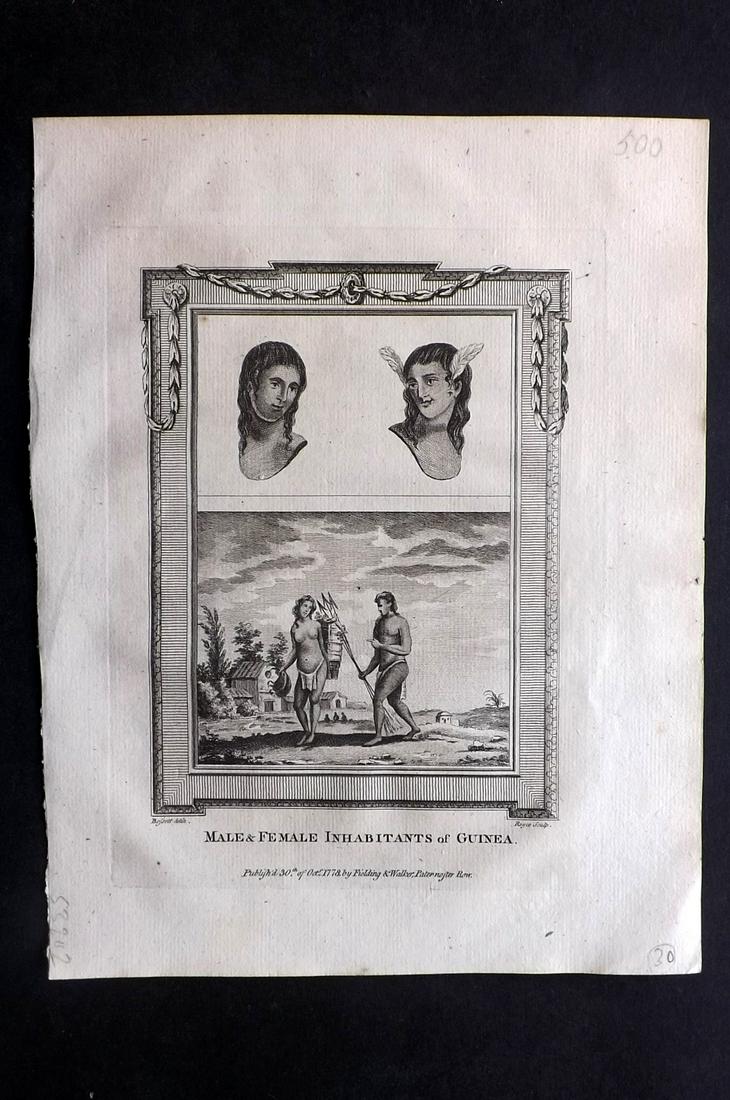 Russell, William 1778 Print Male & Female of Guinea: Copper Plate Published 1778, London for "The History of America, From Its Discovery by Columbus to the Conclusion of the Late War" by William Russell. Engraved by John Lodge. Rare. Paper Size: 10 x 8 