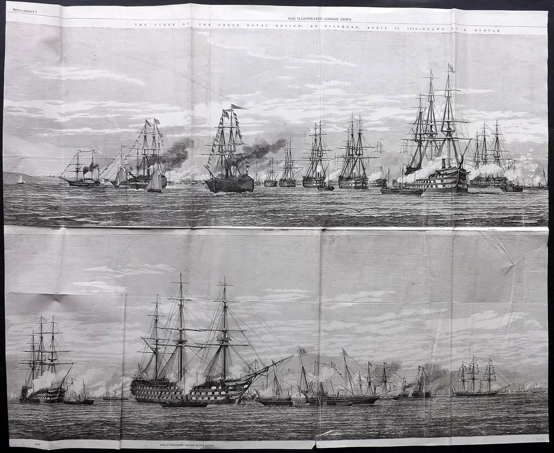 ILN 1856 Large Ship Print & Map (Trimmed) (1 of 2)