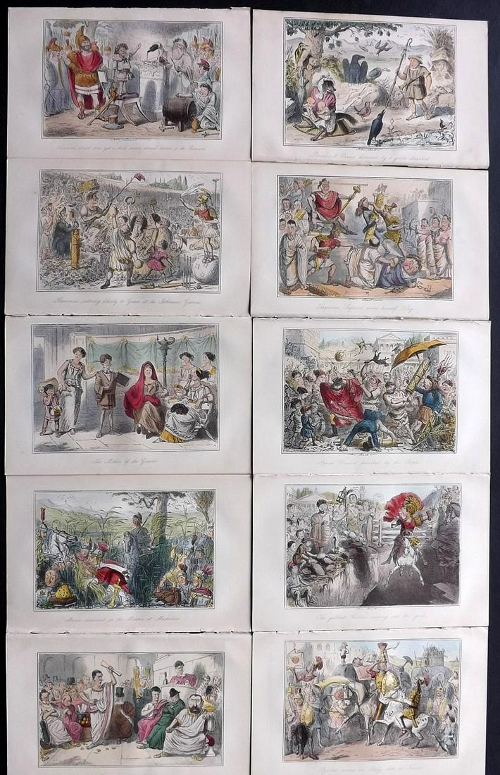 Leech, John C1850 Lot of 10 Hand Col Satire Prints (1 of 2)