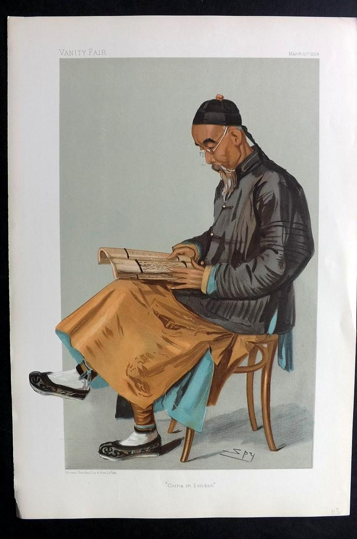 Vanity Fair Print 1903 Chang Ta-Jen, China Orientals: Chromolithograph Published 1869-1914, London for "Vanity Fair" Paper Size: 15 x 10 inch (38 x 25cm) Good Condition