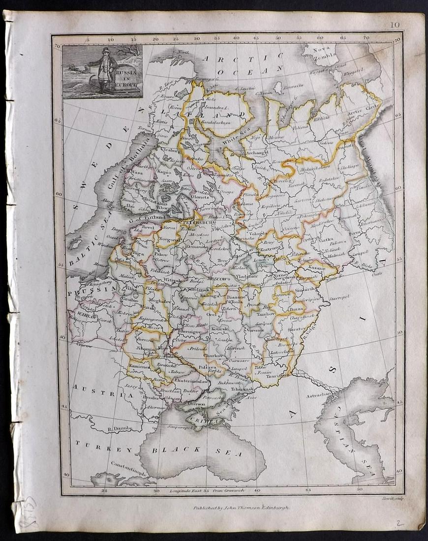 Thomson, John (Pub) 1825 Map. Russia in Europe (1 of 2)