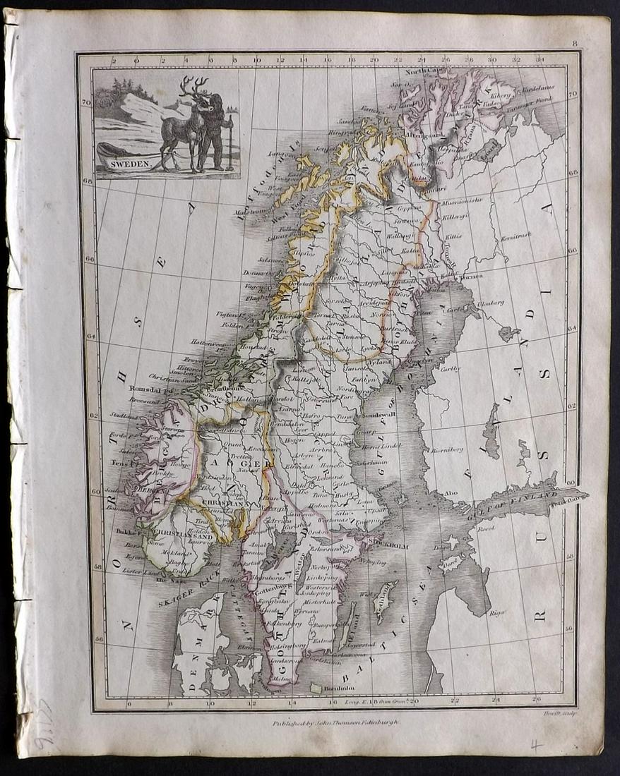 Thomson, John (Pub) 1825 Map. Sweden (1 of 2)