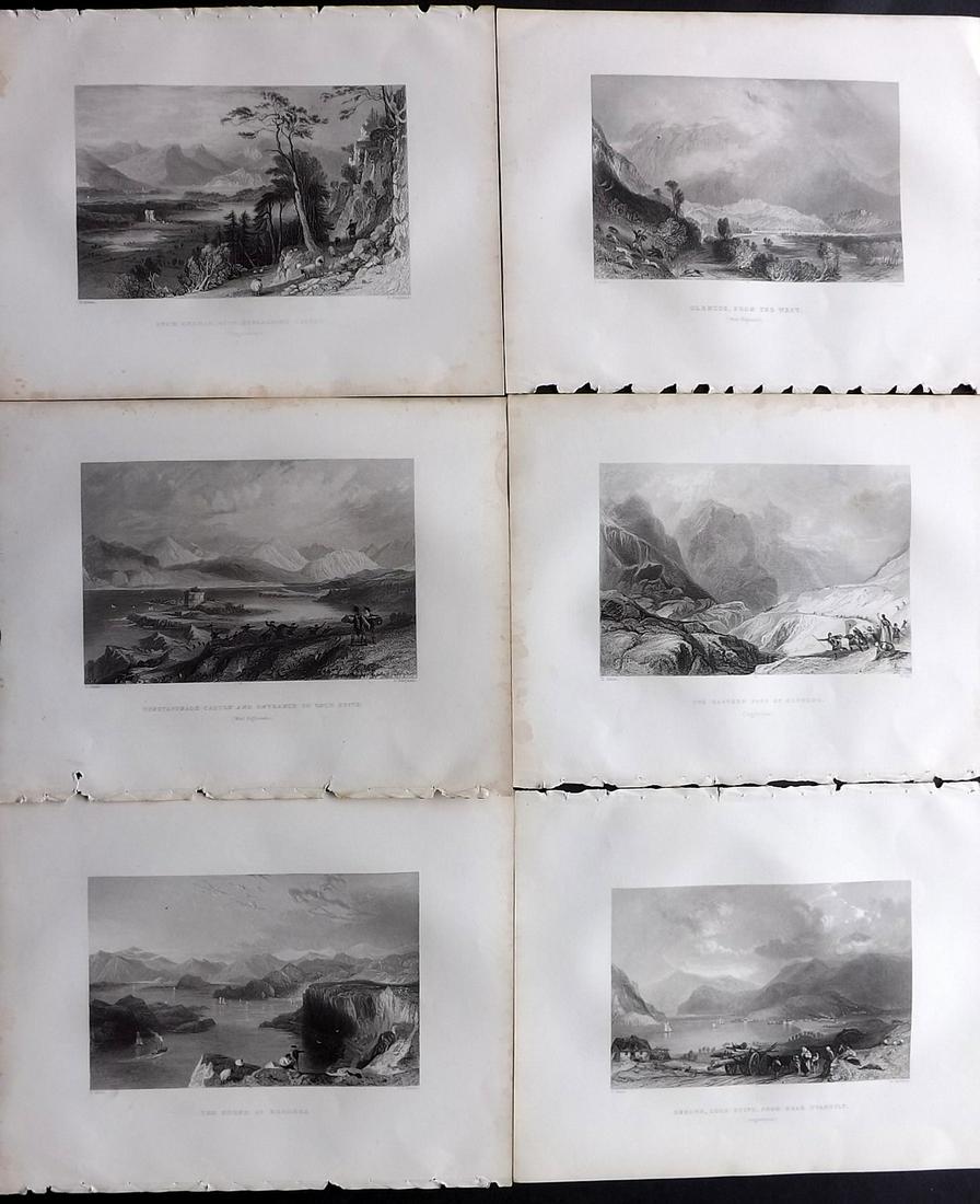 Scotland 1838 Lot 6 Steel Engraved Views from Beattie: Steel Engraving Published 1838, London for "Scotland Illustrated..." by William Beattie. Illustrated by Thomas Allom, William Bartlett and H. M'Culloch. Paper Size: 10.5 x 8 inch (27 x 21cm) All with