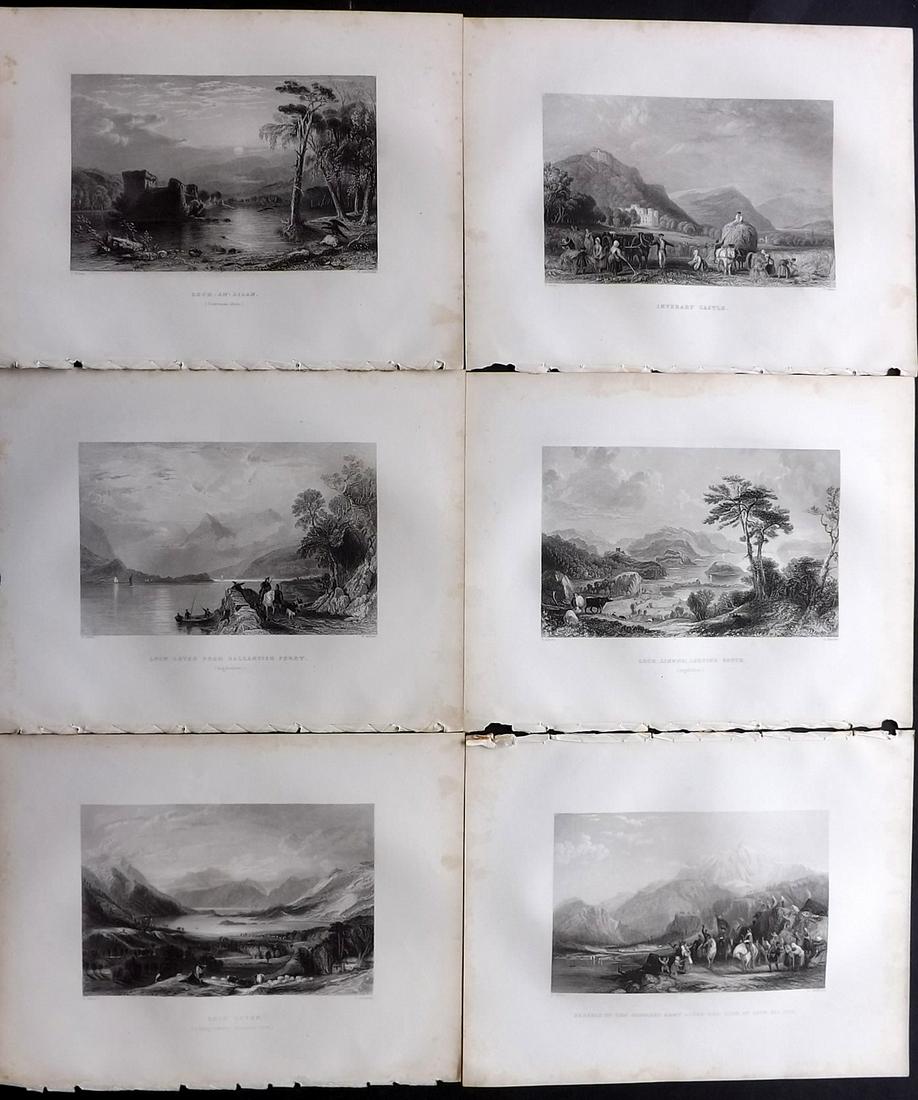 Scotland 1838 Lot 6 Steel Engraved Views from Beattie: Steel Engraving Published 1838, London for "Scotland Illustrated..." by William Beattie. Illustrated by Thomas Allom, William Bartlett and H. M'Culloch. Paper Size: 10.5 x 8 inch (27 x 21cm) All with