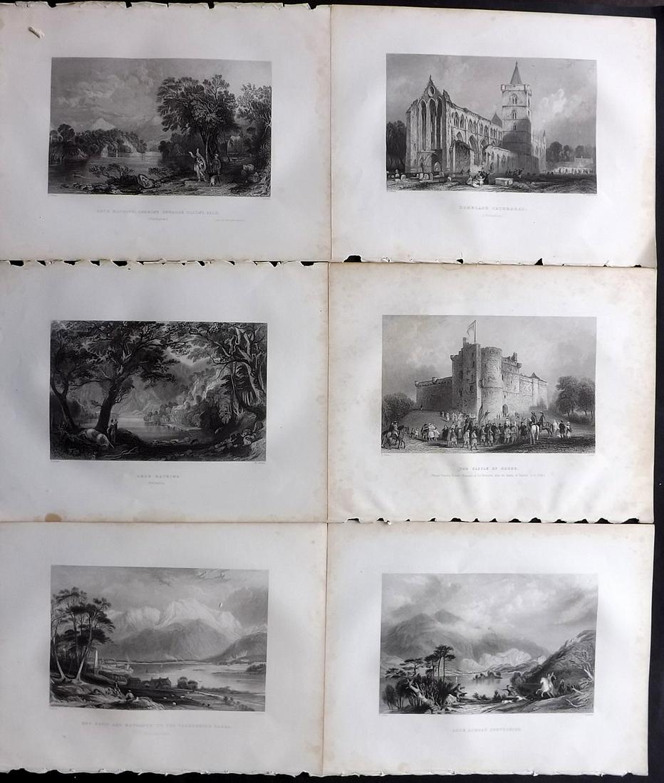 Scotland 1838 Lot 6 Steel Engraved Views from Beattie: Steel Engraving Published 1838, London for "Scotland Illustrated..." by William Beattie. Illustrated by Thomas Allom, William Bartlett and H. M'Culloch. Paper Size: 10.5 x 8 inch (27 x 21cm) All with