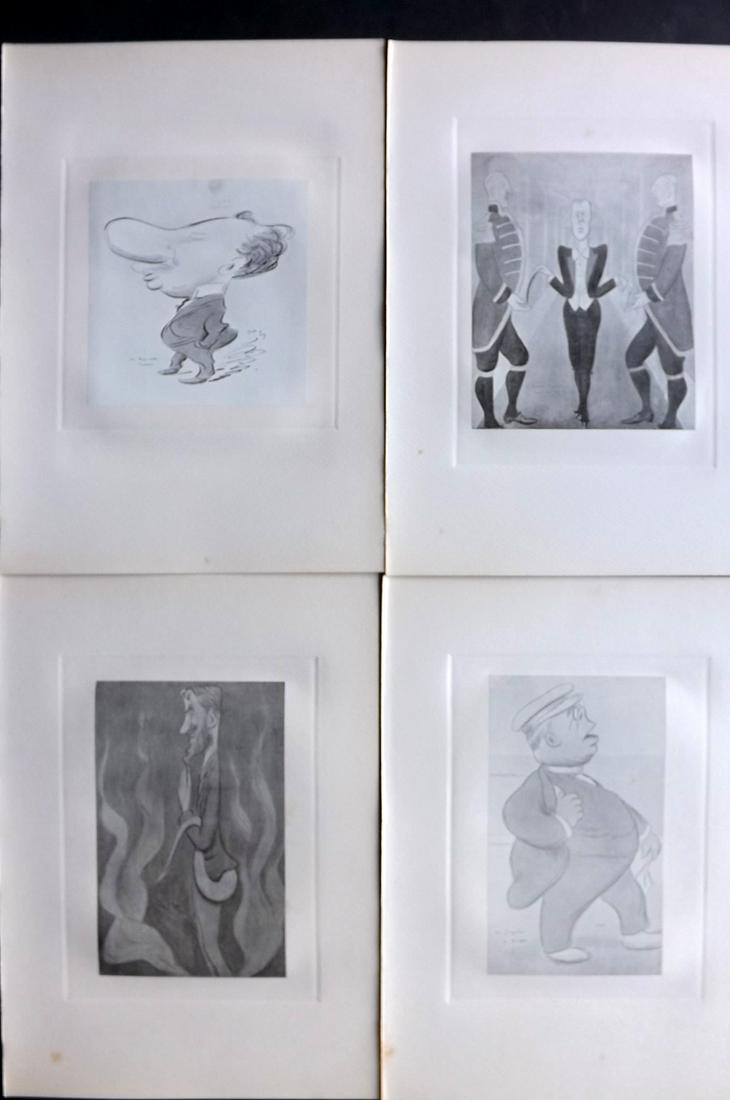 Beerbohm, Max 1907 Lot of 4 Folio Caricatures: Folio Lithographs Published 1907, London for "A Book of Caricatures" by Max Beerbohm. On heavy paper. Paper Size: 15 x 10.5 inch (38 x 27cm) Minor margin tone spotting. Good Condition