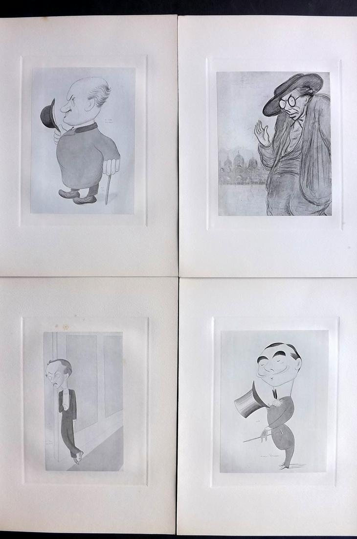 Beerbohm, Max 1907 Lot of 4 Folio Caricatures: Folio Lithographs Published 1907, London for "A Book of Caricatures" by Max Beerbohm. On heavy paper. Paper Size: 15 x 10.5 inch (38 x 27cm) Minor margin tone spotting. Good Condition