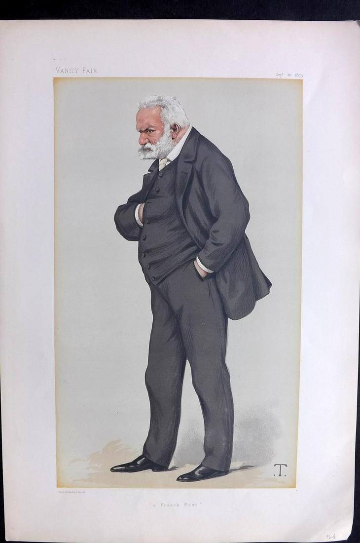 Vanity Fair Print 1879 Victor Hugo, Literary: Chromolithograph Published 1869-1914, London for "Vanity Fair" Paper Size: 15 x 10 inch (38 x 25cm) Good Condition