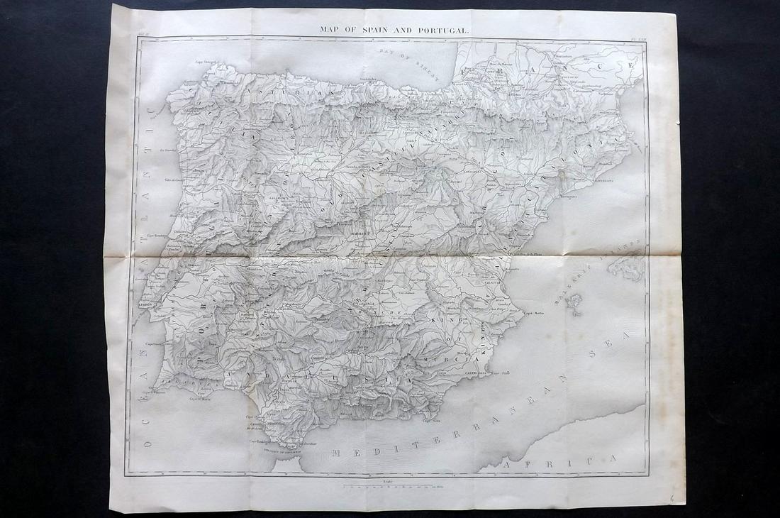 Greig, G. R. 1858 Wellington Map. Spain & Portugal: Steel Engraved Map Published 1858, London for "History of the Life of Arthur Duke of Wellington" by the Rev. G. R. Gleig. Folds as issued. Paper Size: 19 x 16.5 inch (49 x 42cm) Very minor toning, goo
