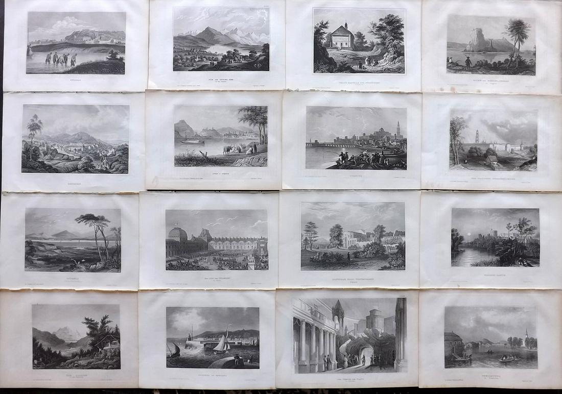 Meyer, Joseph 1858 Lot of 16 Engraved Views. Europe: Incl England, Switzerland, Germany, Russia, France, Turkey, Greece, Sweden, Spain, Hungary and Serbia. Steel Engraving Published 1833-61 [1858] Hildburghausen, Germany for "Meyer's Universum" by Josep