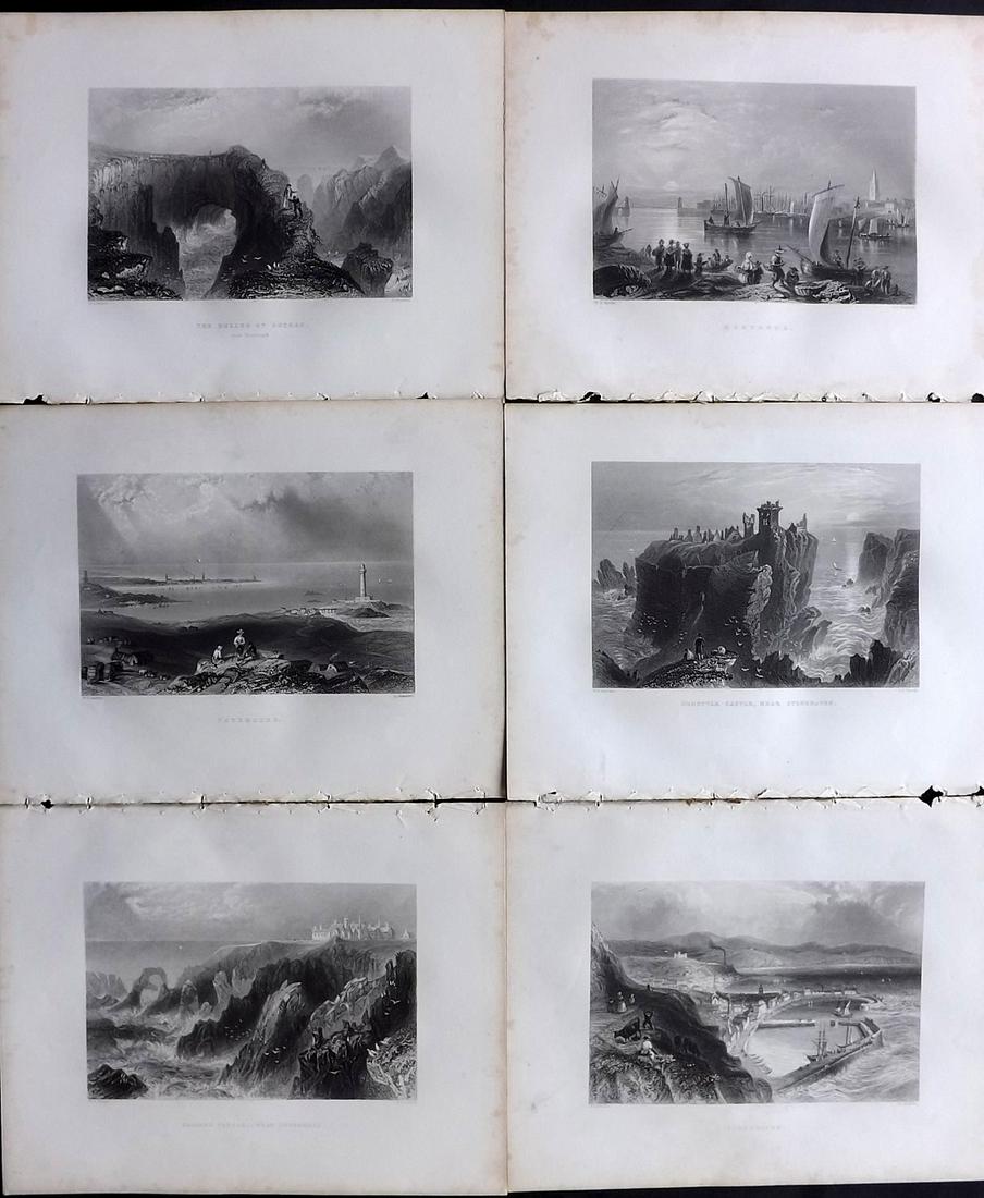 Scotland 1838 Lot 6 Steel Engraved Views from Beattie: Steel Engraving Published 1838, London for "Scotland Illustrated..." by William Beattie. Illustrated by Thomas Allom, William Bartlett and H. M'Culloch. Paper Size: 10.5 x 8 inch (27 x 21cm) All with