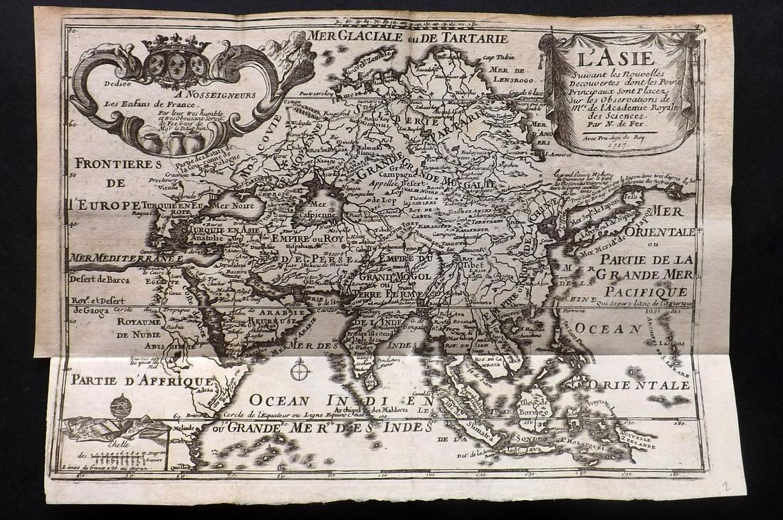 de Fer, Nicolas 1717 Antique Map. Asia (1 of 2)