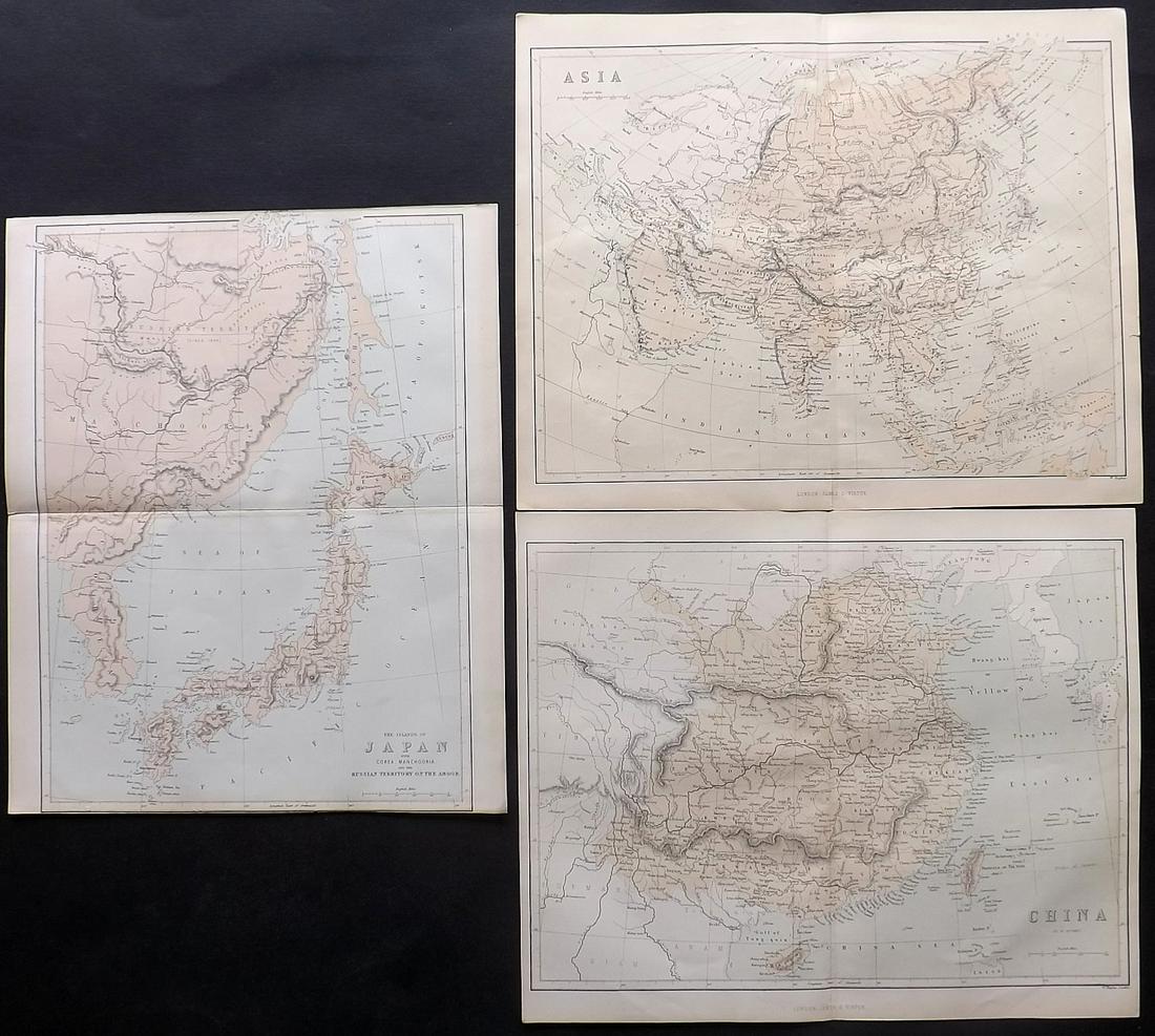 Nolan, Edward C1880 Lot of 3 Maps. China, Japan, Asia (1 of 2)
