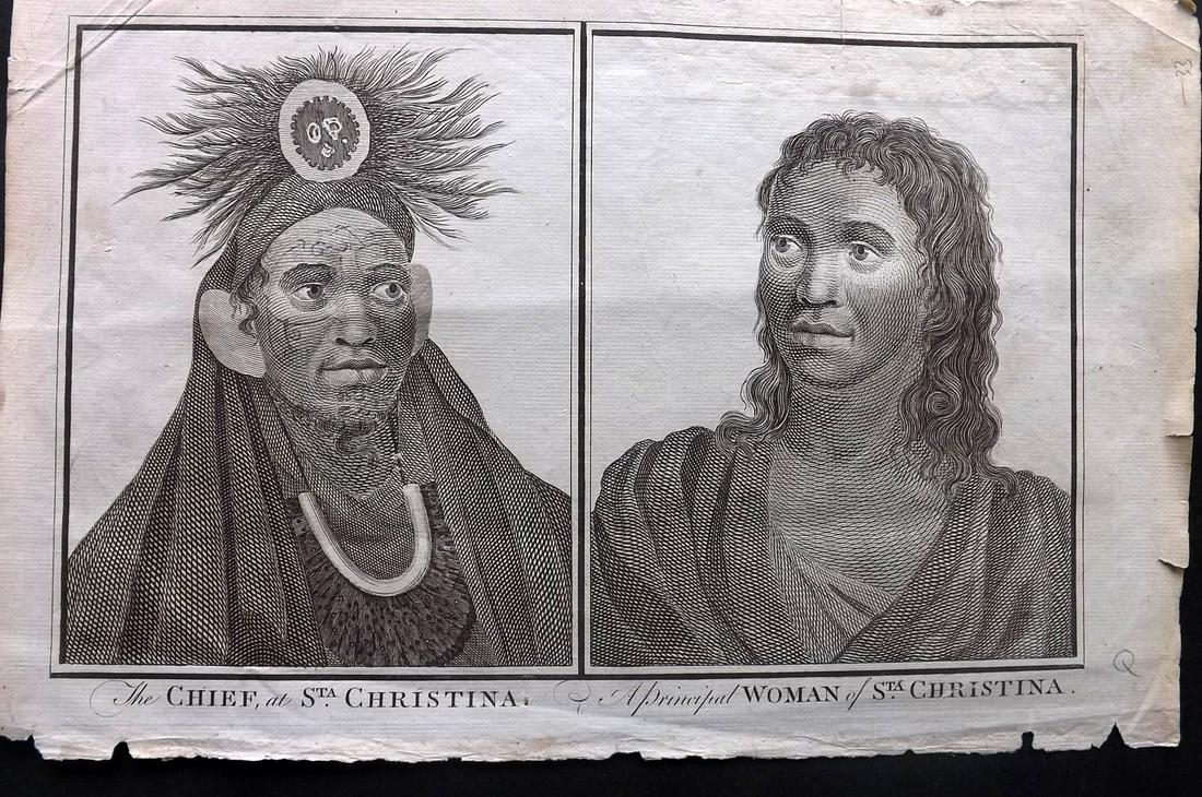 Anderson & Hogg 1784 Folio Print. St. Christina,: Folio Copper Plate Published 1784 by Alexander Hogg, London for "A New Authentic and Complete Collection of Voyages..." by George W. Anderson. Paper Size: 14.5 x 9 inch (37 x 23cm) Approx. Small close