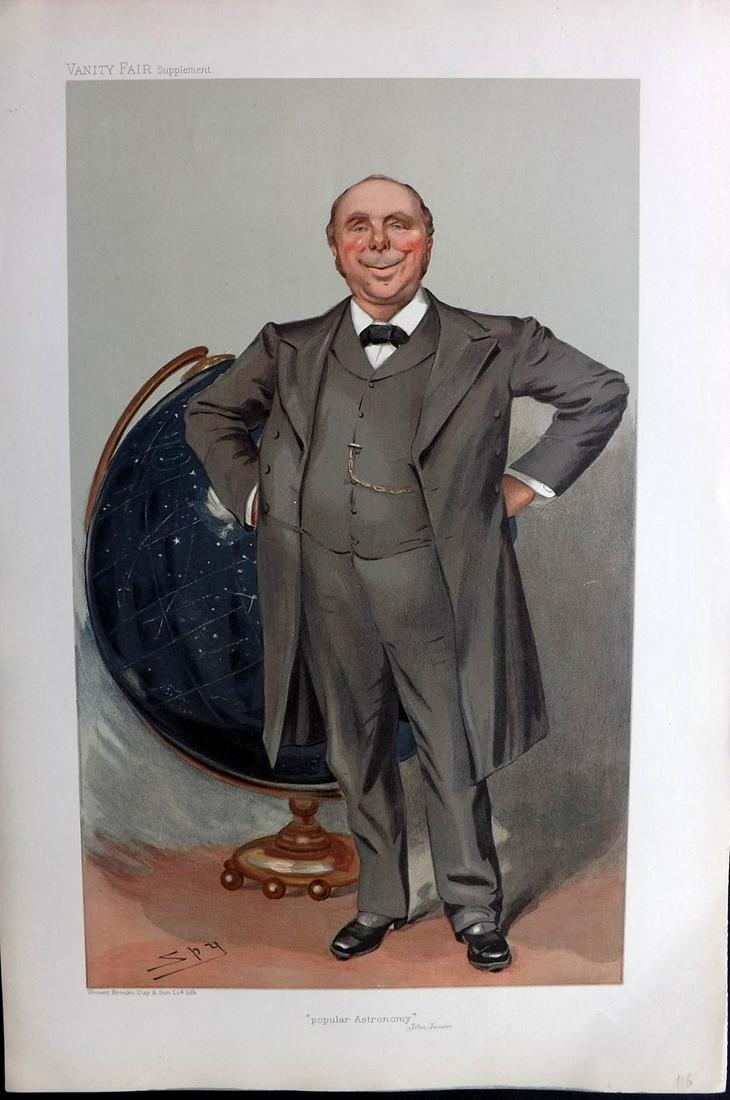 Vanity Fair Print 1905 Robert Ball, Astronomy Globe: Chromolithograph Published 1869-1914, London for "Vanity Fair" Paper Size: 15 x 10 inch (38 x 25cm) Good Condition