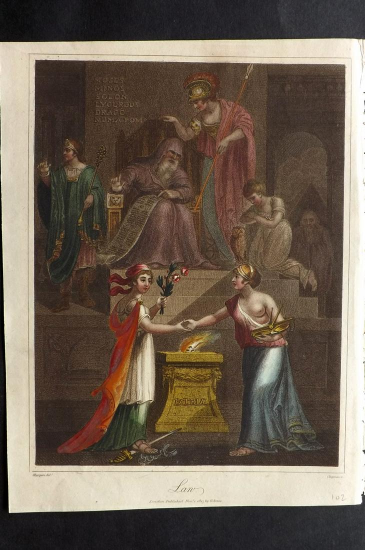 Wilkes, John 1807 Hand Col Print. Law Frontispiece (1 of 2)