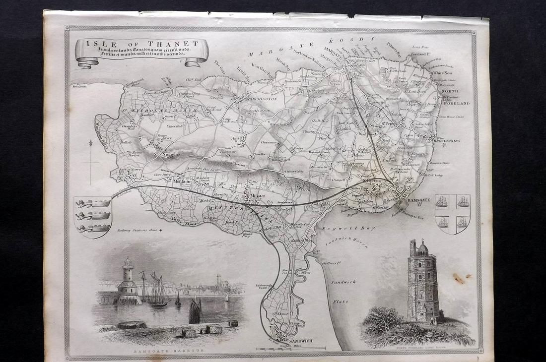 Moule, Thomas C1840 British Map. Isle of Thanet, Kent (1 of 2)