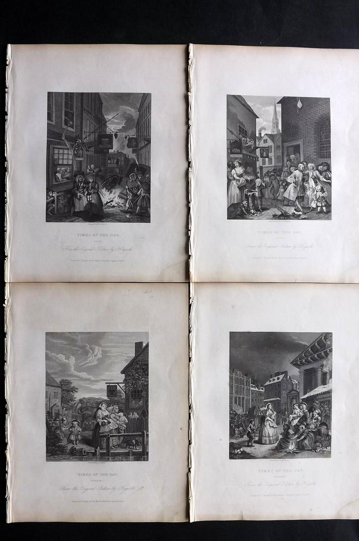 Hogarth, William 1833 Set of 4 Prints Four times of Day (1 of 2)