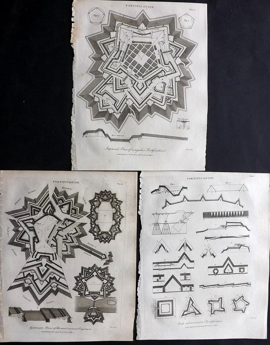 Wilkes, John 1803 Lot of 3 Prints. Fortification (1 of 2)