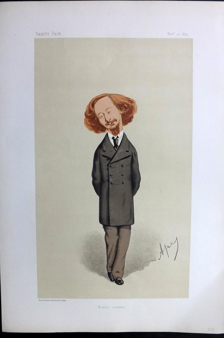Vanity Fair Print 1874 Algernon C. Swinburne, Literary (1 of 1)