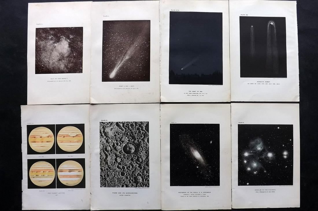 Ball, Robert 1905 Lot of 8 Astronomy Prints. Celestial: Lithographs Published 1905, London for "The Story of the Heavens" by Sir Robert Stawell Ball. Paper Size: 9 x 6 inch (23 x 15cm) Good condition