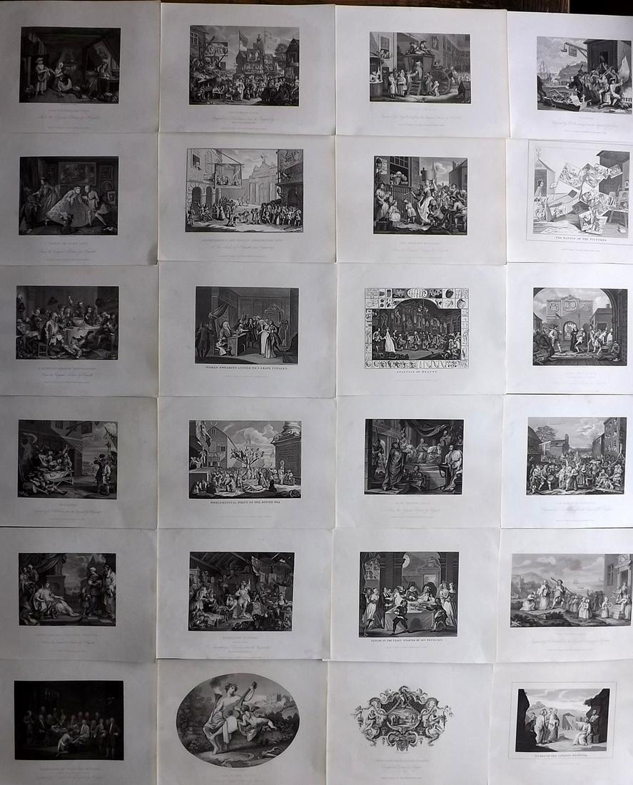 Hogarth, William 1833 Lot of 24 Satire Prints (1 of 2)