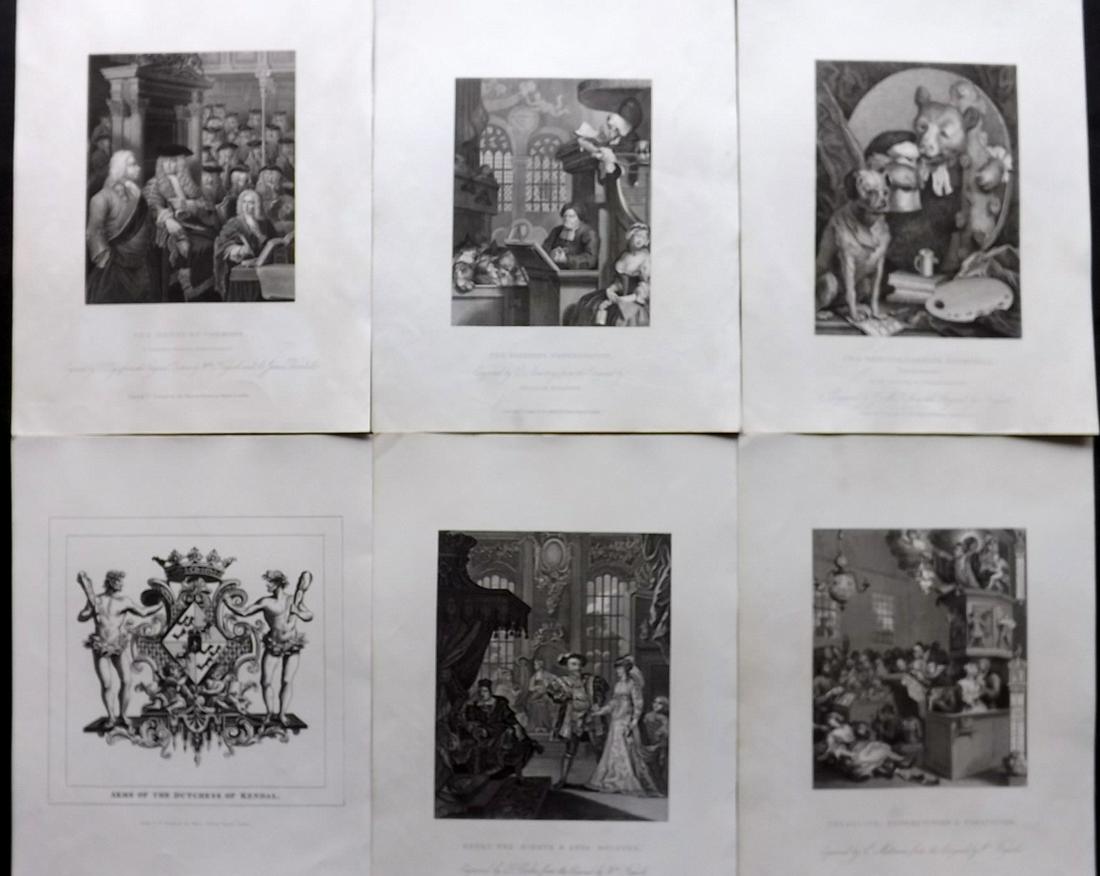 Hogarth, William 1833 Lot of 6 Satire Prints (1 of 2)