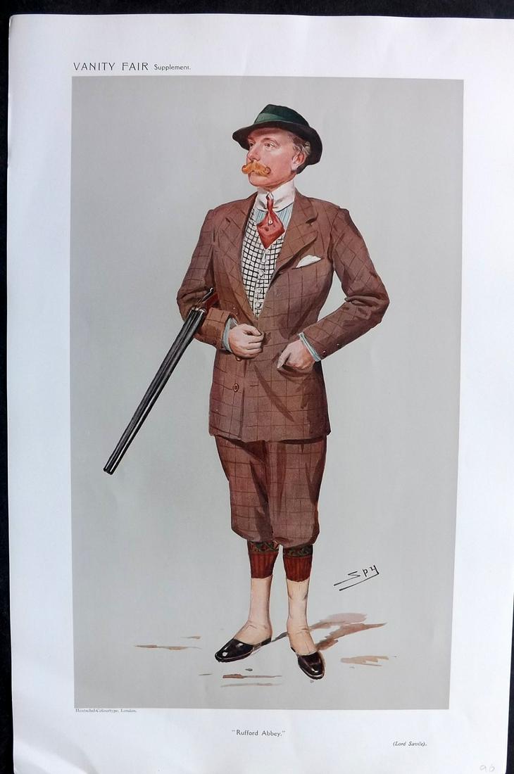 Vanity Fair Print 1908 Lord Savile, Game Hunter (1 of 1)