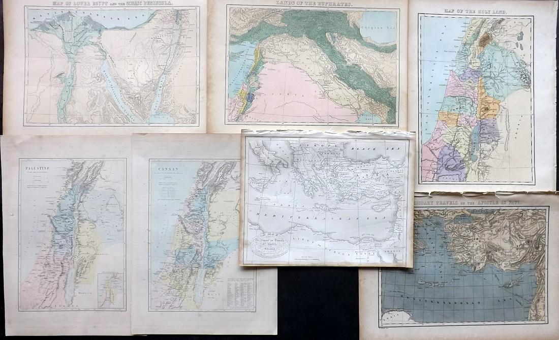 Holy Land 19th Cent. Lot of 7 Antique Maps (1 of 2)