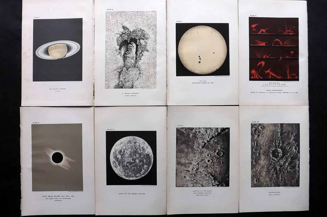 Ball, Robert C1900 Lot of 8 Astronomy Prints. Celestial: Lithographs Published C1900, London for "The Story of the Heavens" by Sir Robert Stawell Ball. Paper Size: 9 x 6 inch (23 x 15cm) Very minor margin toning in parts. Good condition