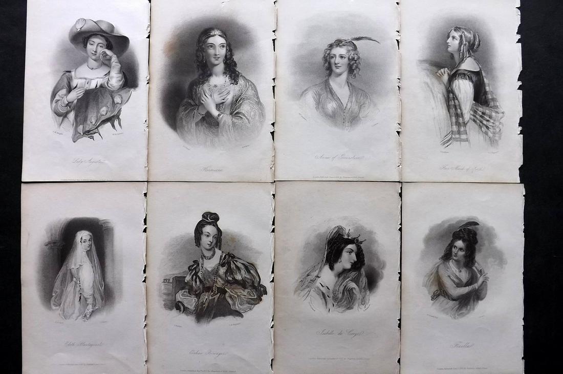 Pretty Ladies 1833 Lot of 8 Prints from Waverley (1 of 2)