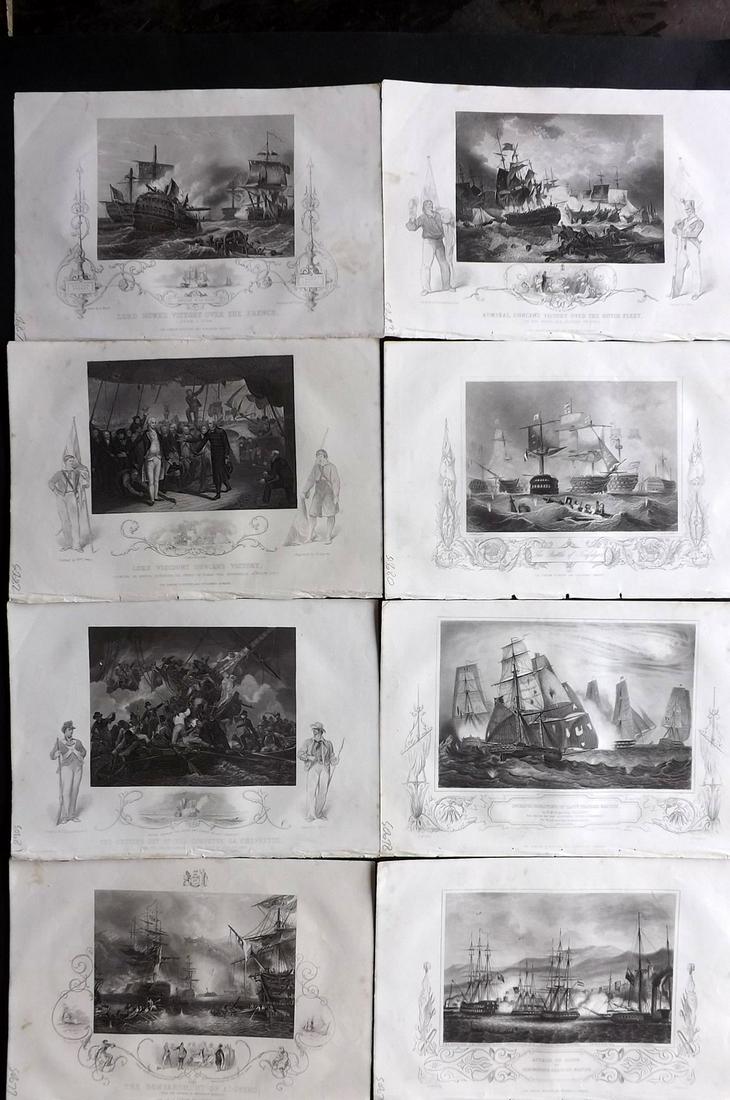 Tallis (Pub) 1853 Lot of 8 Naval Prints. Ships (1 of 2)