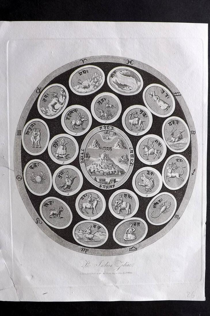 Wilkes, John 1809 Astrology Print. The Indian Zodiac (1 of 2)