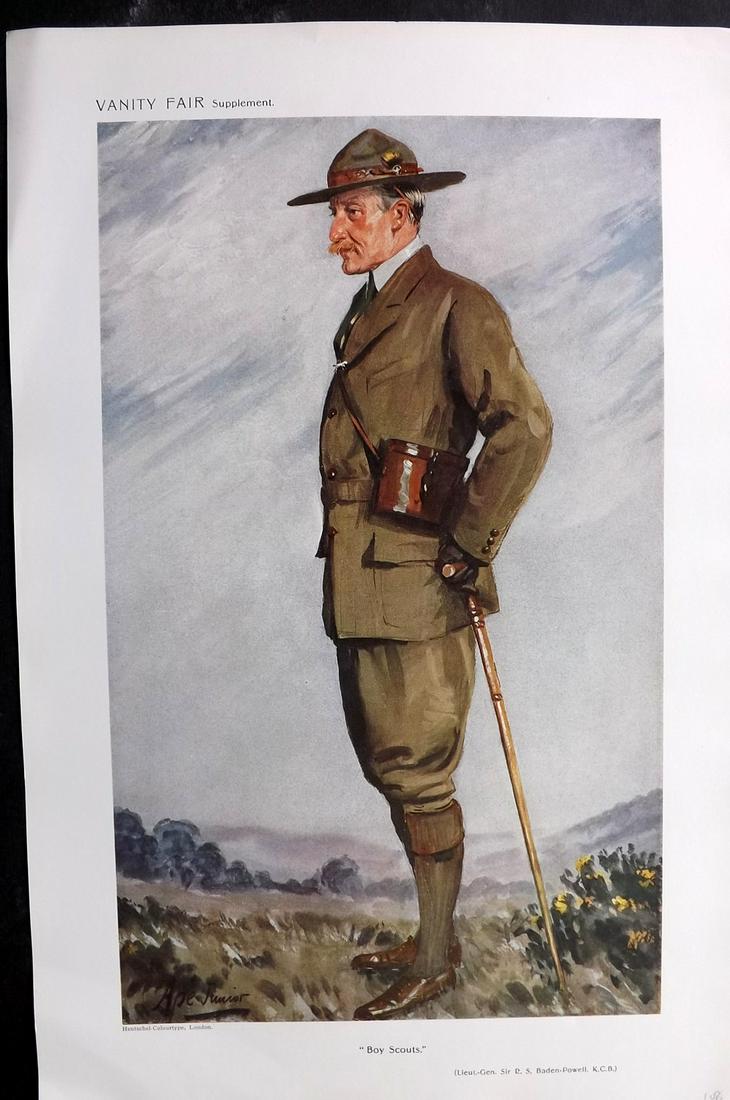 Vanity Fair Print 1911 Baden Powell, Boy Scouts (1 of 1)