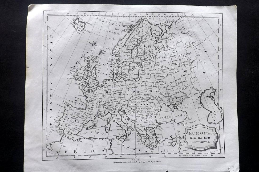 Barlow 1807 Antique Map of Europe Continent (1 of 2)