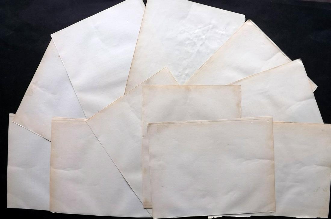 Old Paper, Bookbinding C1807 Lot of 12 Laid Paper: Lot of 12 Uniform Laid Paper Sheets, made in Britain C1807. 4to. Paper Size: 11 x 8.5 inch (28 x 22cm) A few with minor toning, one with dents, a couple with light offsetting. Fine condition for blank